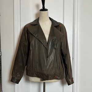 Vintage Alvear Leather Moto Bomber Jacket 80's